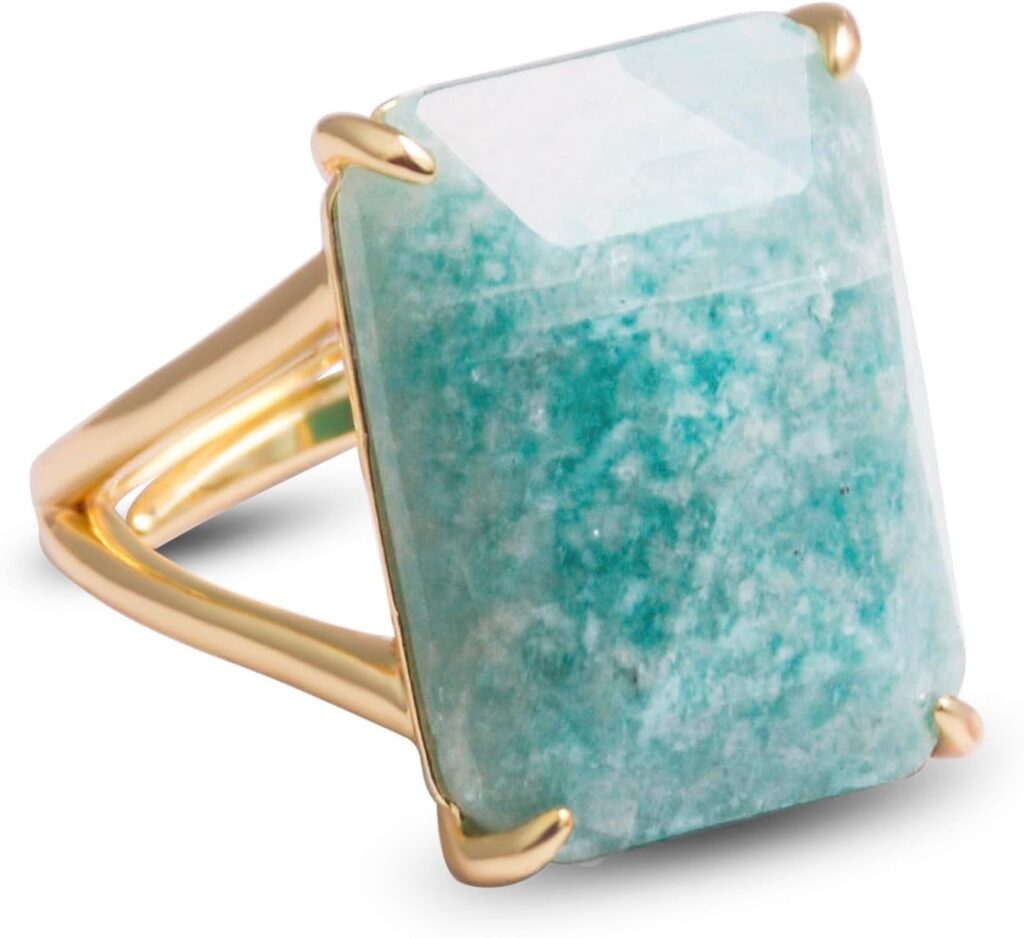 Purple Amethyst Ring, Rectangle Amethyst Jewelry Ring for Women, Handmade Adjustable Gold Crystal Ring for Amethyst Jewelry, February Birthstone Ring for Her.