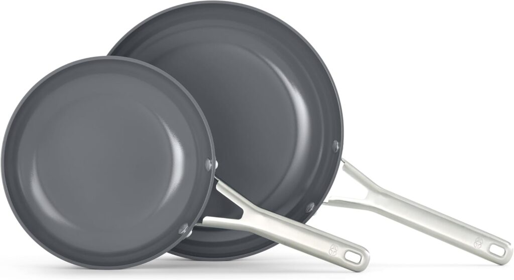 Calphalon® Ceramic Nonstick 8″ and 10″ Frying Pan Set, Silver Ash