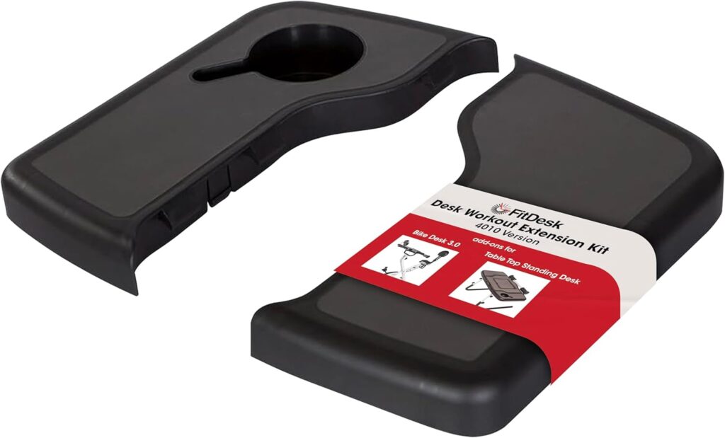 FitDesk Clamp-On Extender for 3.0 Exercise Bike & Standing Desk, Adjustable Laptop Stand, Bike Desk Attachment with Mousepad, Cup Holder & Tray, Fits Up to 17″ Laptop, Treadmill Tray