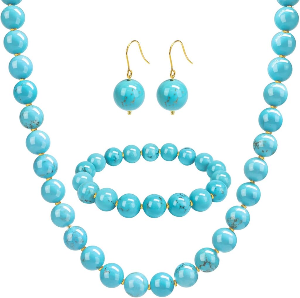 Beaded Necklaces for Women, Natural Gemstone Bead Choker Necklace10MM Bead Strand Choker Collarbone Necklace Healing Crystal Chakra Necklace Western Jewelry For Women Jewelry Gifts