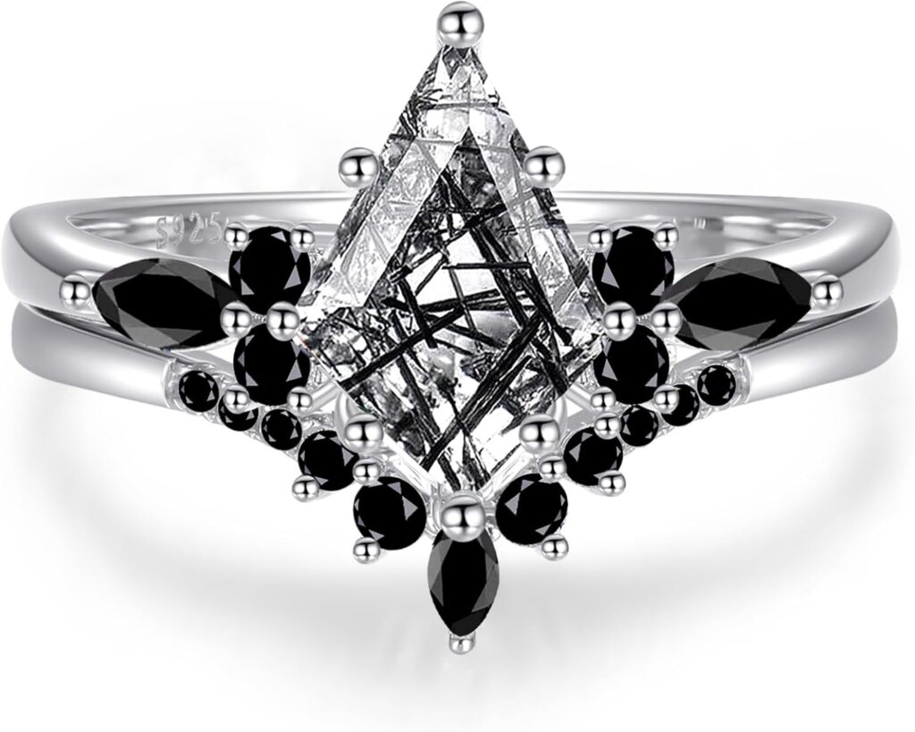 Natural Gemstone Rings Sterling Silver Engagement Rings for Women Kite Cut Lapis Lazuli Wedding Rings Lapis Lazuli Promise Ring Gift For Valentine’s Day Size 5-9