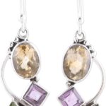 NOVICA Artisan Handcrafted Multigemstone Dangle Earrings | .925 Sterling Silver Handmade Dangle Earrings | Rainbow Moonstone Clear Green Multicolor Purple Dangle Earring | Natural Glamour Themed