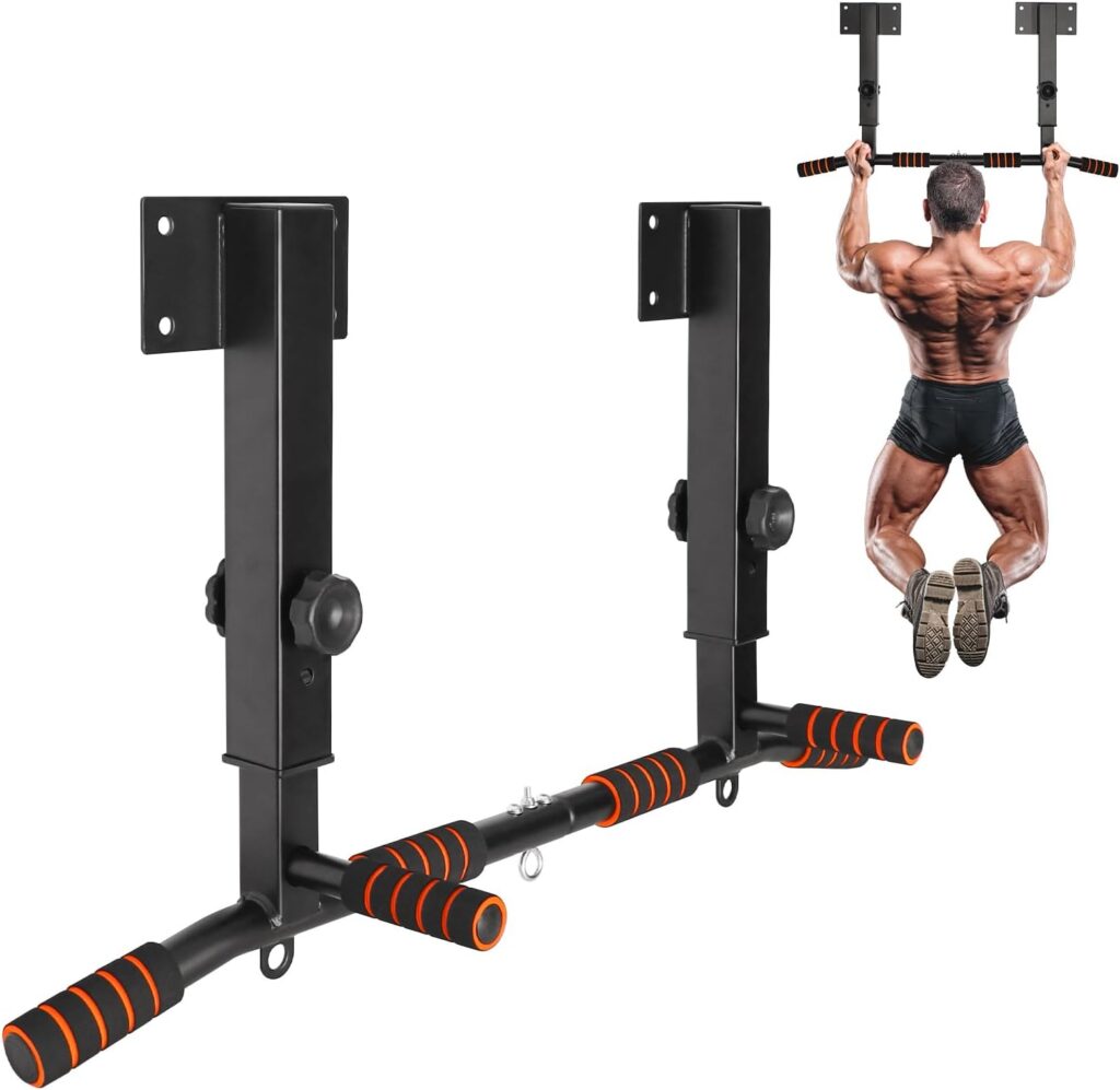 Pull Up Bar Wall Mounted: Wall Adjustable Joist Mount Pull Up Bar & Chin Up Bar for Home Gym Workout Strength Training Equipment