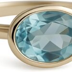 Blue Topaz Oval Cut 925 Gold Plated Sterling Silver Ring – Handmade Natural Gemstone Jewelry Gift Ideas for Women – Birthstone Birthday Valentine’s Mother’s Day Gift – Blue Gem Ring