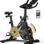 OWLSKY Exercise Bike with APP, Magnetic Resistance Indoor Cycling Bike, 300 lbs Capacity Quiet Stationary Bike for Home Gym Cardio Workout, Adjustable Seat & Tablet Holder