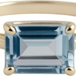 Blue Topaz Baguette Cut 925 Gold Plated Sterling Silver Ring – Handmade Gemstone Jewelry Gift Ideas for Women – Birthday Gift