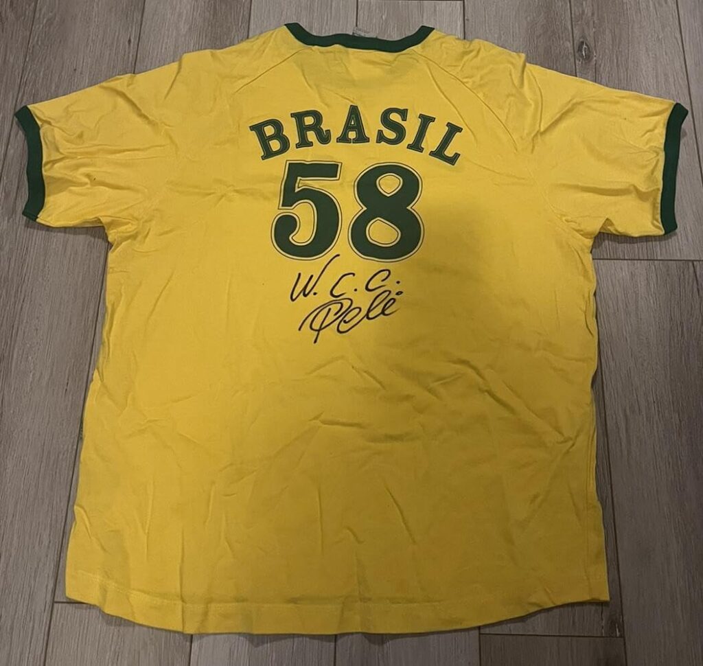 Pele Signed 1958 Brazil Jersey Psa/dna National Team Jersey Inscribed – Autographed Soccer Jerseys