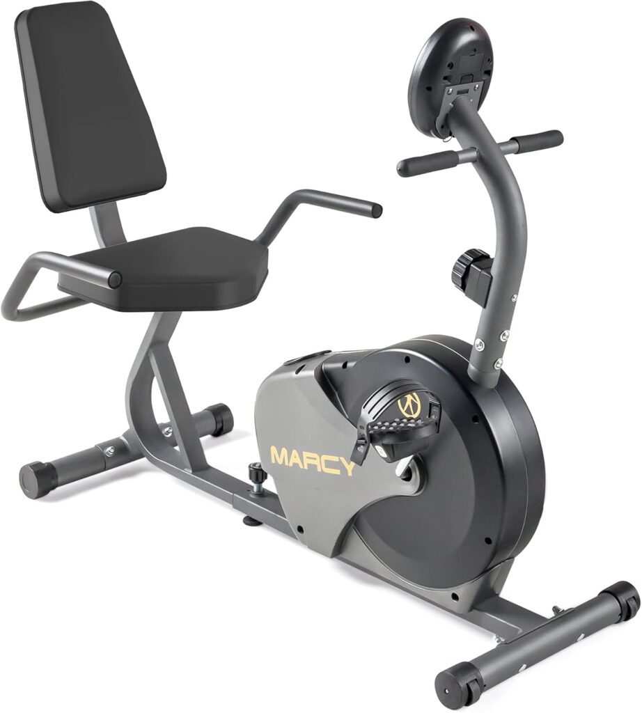 Marcy Magnetic Recumbent Bike with Adjustable Resistance and Transport Wheels NS-716R, 11.00 x 22.00 x 31.00″