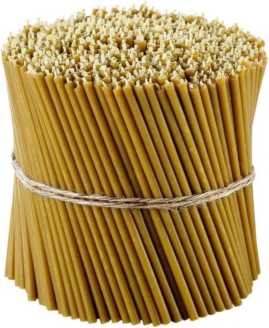 Danilovo Pure Beeswax Candles – Honey-Scented, Decorative Thin Taper Candles – Ideal for Birthday Decoration or Church Prayers – Drip Free, Tall & Smokeless Pack of 50 pcs, 6.3 x 0.2 inch