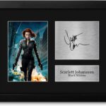 HWC Trading Scarlett Johansson USL Framed Signed Printed Autograph Black Widow The Avengers Print Photo Picture Display – US Letter Size