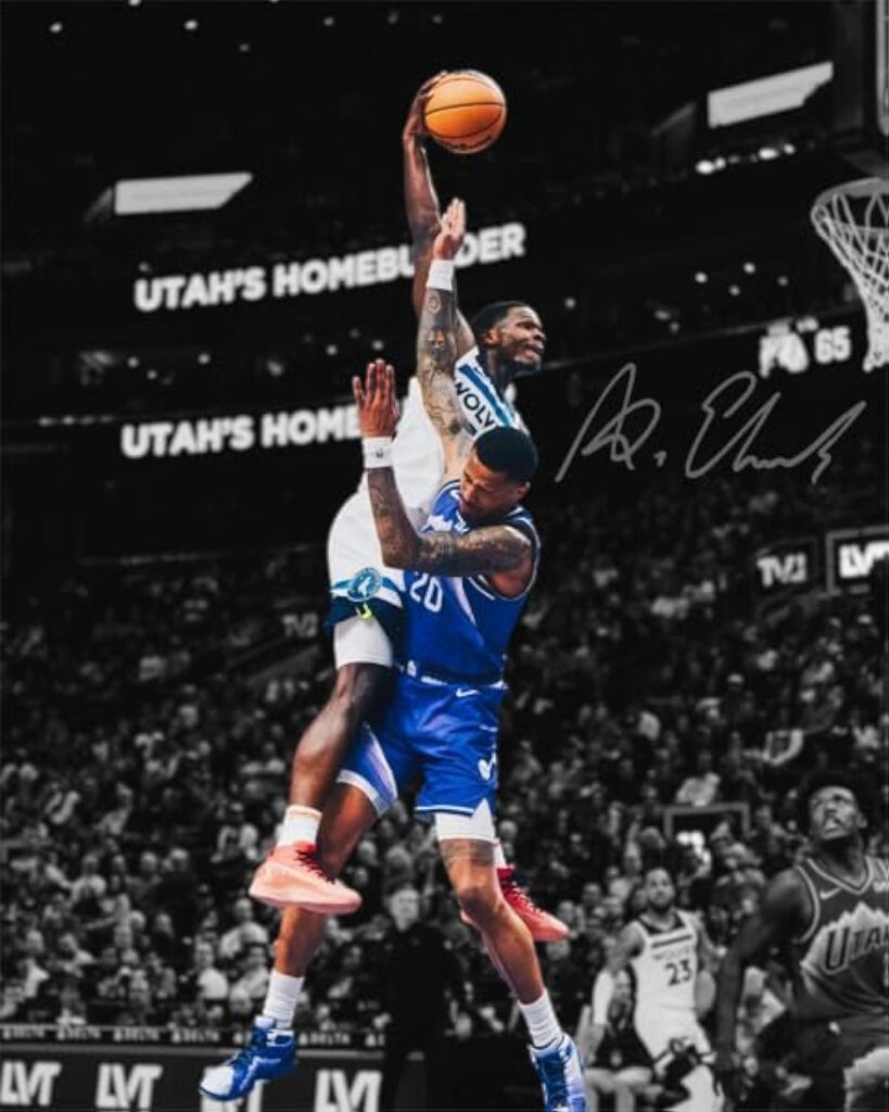 Ikonic Fotohaus Anthony Edwards Monster Dunk Signed Photo Autograph Print Wall Art Home Decor, 8 x 10 Inch, White