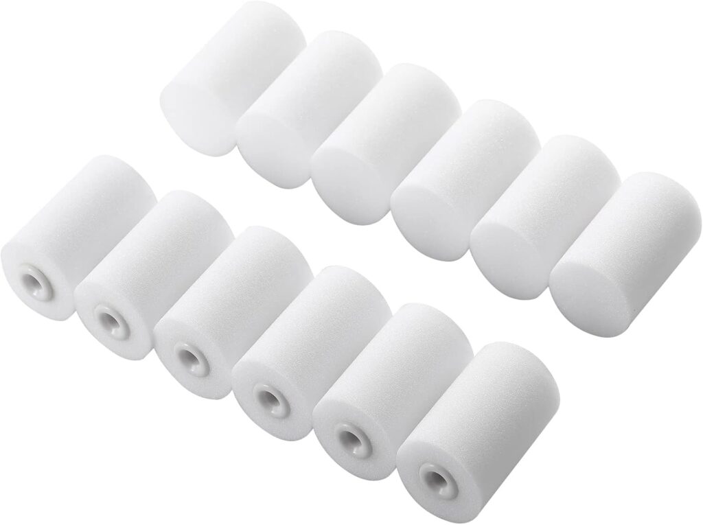 Foam Paint Roller, Sponge Paint Roller Sleeve, High Density Foam Mini Roller Covers,2″, Pack of 12