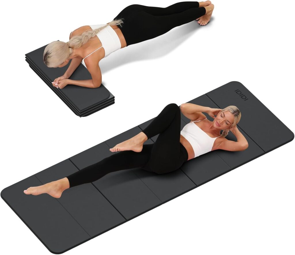 Foldable Yoga Mat Extra Thick 0.32 Inches Eco-Friendly POE Material, Non-Slip Design Fitness Mats, Multi-Purpose Workout Mats For Studio or Home Use (70 x 24 x 0.32 inches๏ผ