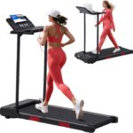 Compact Walking Pad with Handle Bar, 3.5HP Electric Portable Walking Pad Treadmills with Handles for Home Small Spaces, 0.6-10MPH Home Small Treadmill with Big Screen for Office Apartment, 400LBS