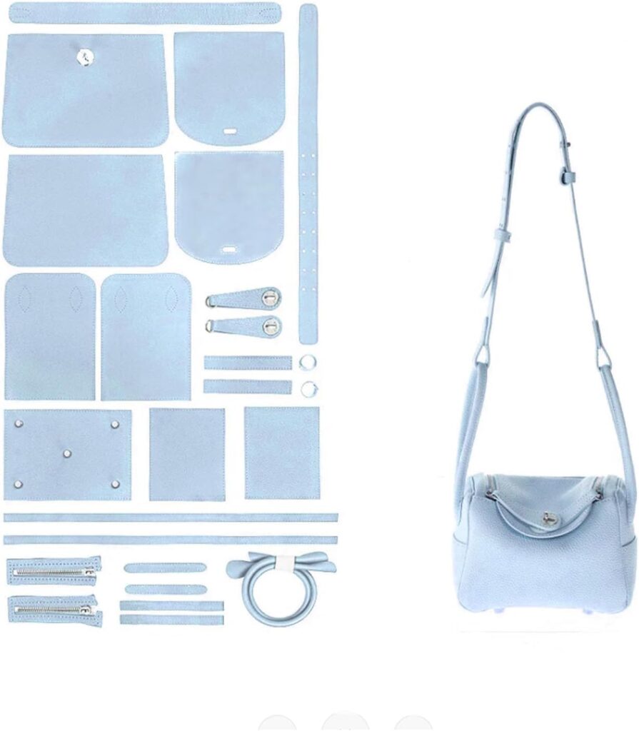 POPSEWING DIY Bag Kit LD Luxury Tote Bags for Women, Unique Gifts for Girlfriend, Romantic Leather Shoulder Bag Kit, DIY Handmade Crossbody Bags for Personalized Gifts (Large, Light Blue)