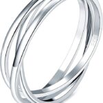 BORUO 925 Sterling Silver Ring, 14K Gold Plated Fidget Anxiety Ring, Triple Row Rolling Interlocking Stacking High Polish Band for Women, Men| Each Band Width 1.8mm 3mm Size 4-12