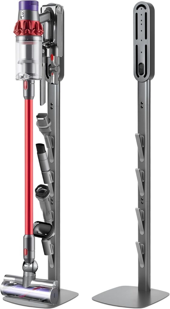 Vacuum Stand for Dyson Gen5 V15 V12 V11 V10 V8 V7 V6, Drill-Free Standing Dock with Hidden Cord & Space-Saving Design, Stable Metal Organizer for Cordless Cleaner & Attachments, Easy Assembly