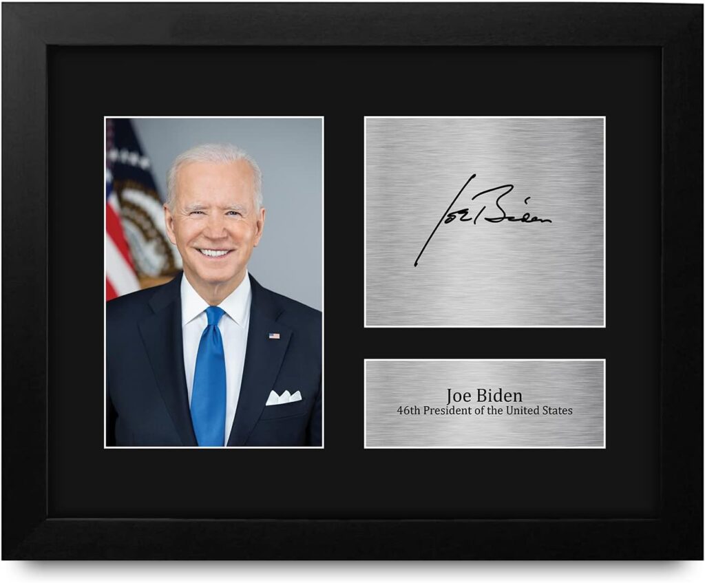 HWC Trading US President Joe Biden Autograph USL Framed Signed Reproduction Printed Print Photo Picture Display for Patriotic Americans – US Letter Size