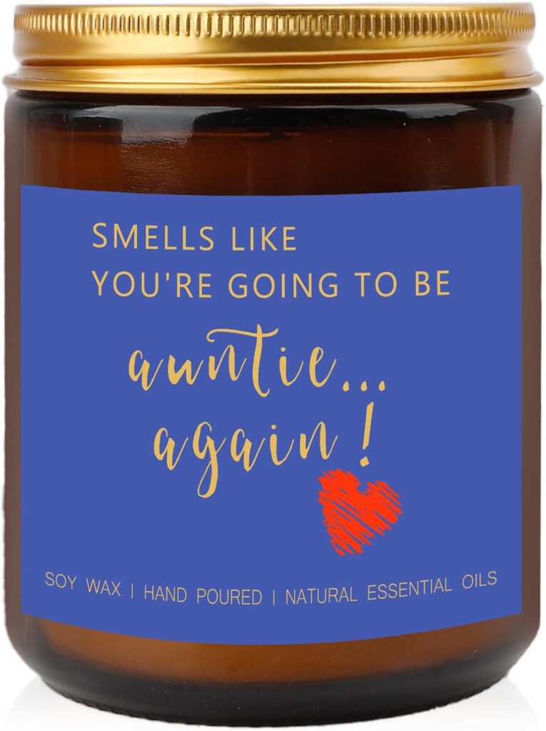 Pregnant Announcement Gifts Baby Reveal Gift for Aunt Auntie Handmade Cute 7oz Soy Wax Lavender Candle Gift Ideas Christmas Gifts for New Aunt to Be Auntie Bestie Best Friend Women Sister in Law