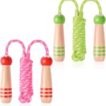 Jump Rope for Kids, Lorvain Adjustable Skipping Rope, Kids Jump Ropes with Wooden Handle for Girls Boys, Weighted Jumping Ropes for Fitness Workout Exercise Outdoor Fun Activity