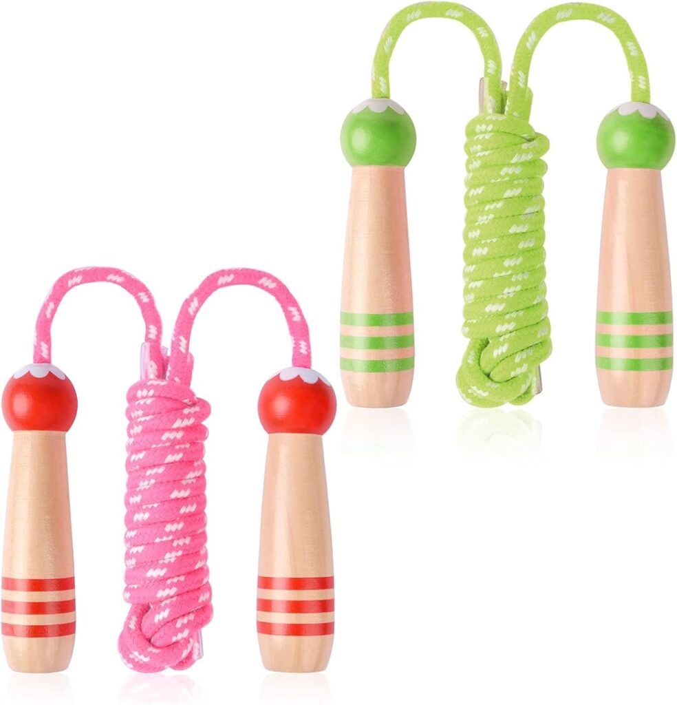 Jump Rope for Kids, Lorvain Adjustable Skipping Rope, Kids Jump Ropes with Wooden Handle for Girls Boys, Weighted Jumping Ropes for Fitness Workout Exercise Outdoor Fun Activity