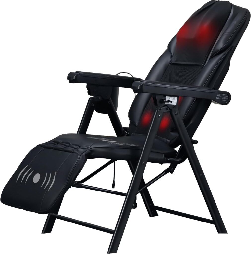 Foldable Electric Massage Chair with Heat, Shiatsu, Kneading, Vibration, Full Body Relaxation, Adjustable Backrest & Neck Height, Gifts for Dad Mom Women Men