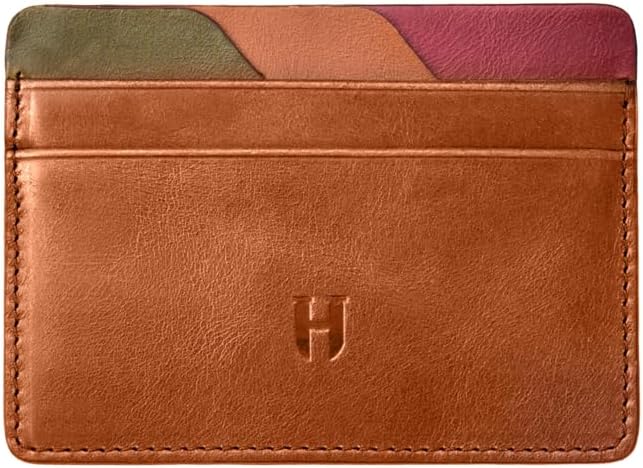 Wallet for Men, Slim Minimalist Card Holder, 6 Card Slots, Main Pocket, Full-Grain Handcrafted Front Pocket Leather, Gift Box – Pouch for Christmas & Birthday, Tan (Plus Colors)