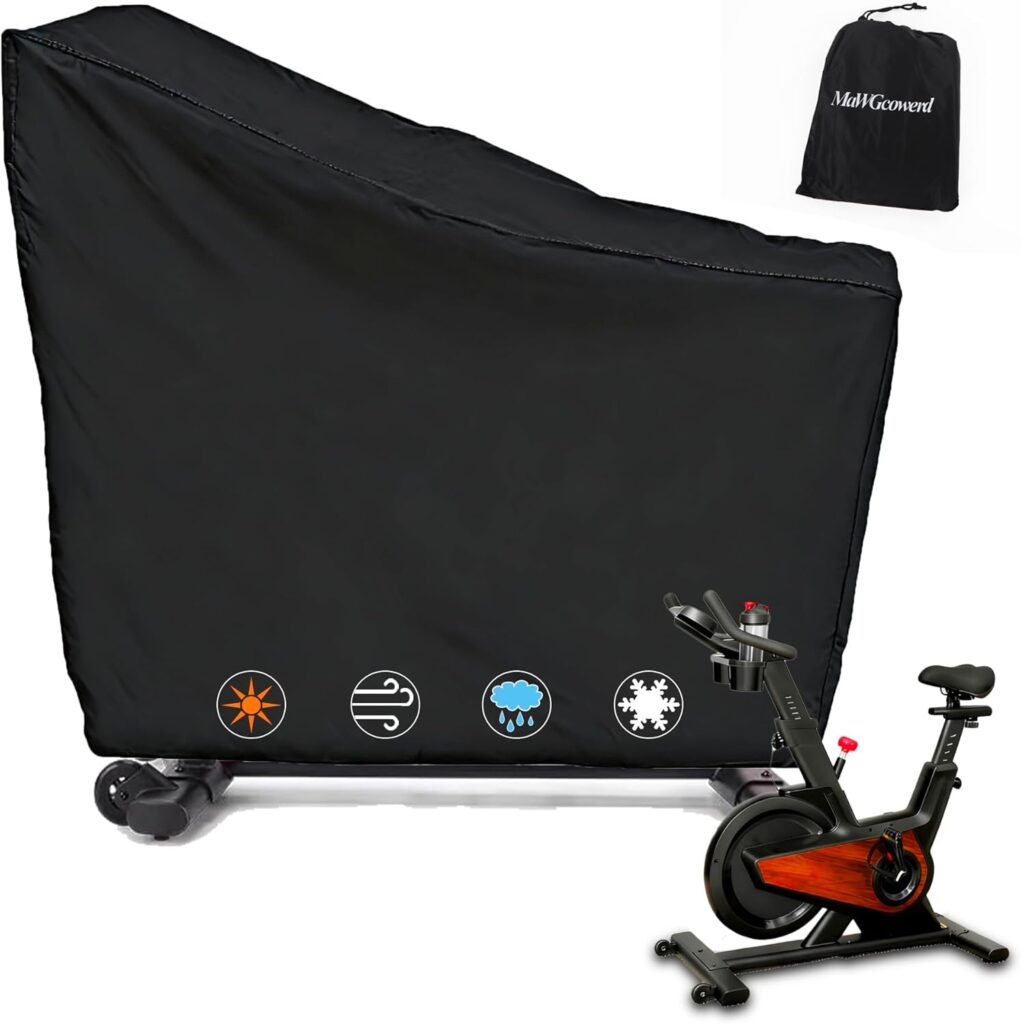 Exercise Bike Cover, Upright Indoor Cycling Protective Cover, Oxford Waterproof Fabric, Windproof, Dustproof, UV Resistant-for Peloton、Schwinn、NordicTrack,Ideal for Indoor and Outdoor Use (Black)