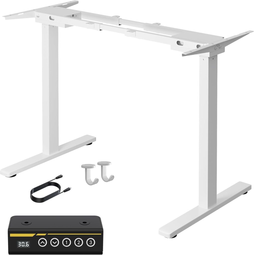 Dual Motor Electric Standing Desk Frame Height and Length Adjustable Sit Stand Desk Legs for Home Office Ergonomic Stand Up Desk Frame with 350lbs Powerful Motor & 3 Memory Settings(White)