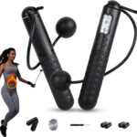 Skipping Rope with Counter, Cordless Jump Rope, Adjustable Digital Counting Jump Ropes, Gravity Ball Skipping, Weighted Jump Rope With Counter for Lose Weight, Burn Calories
