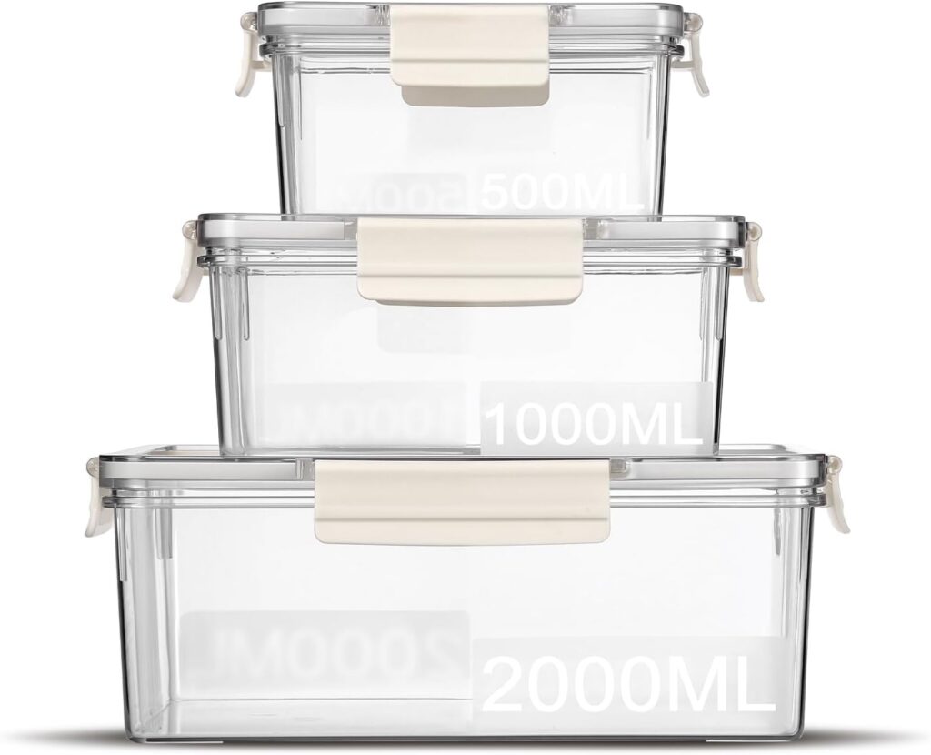 Eclirgan Food Storage Containers,Plastic Food Containers with Lock/Lids,Nesting Freezer Storage Set with Airtight/BPA Free for Pantry/Kitchen/Meal-prep(2/4/8.4 Cup)