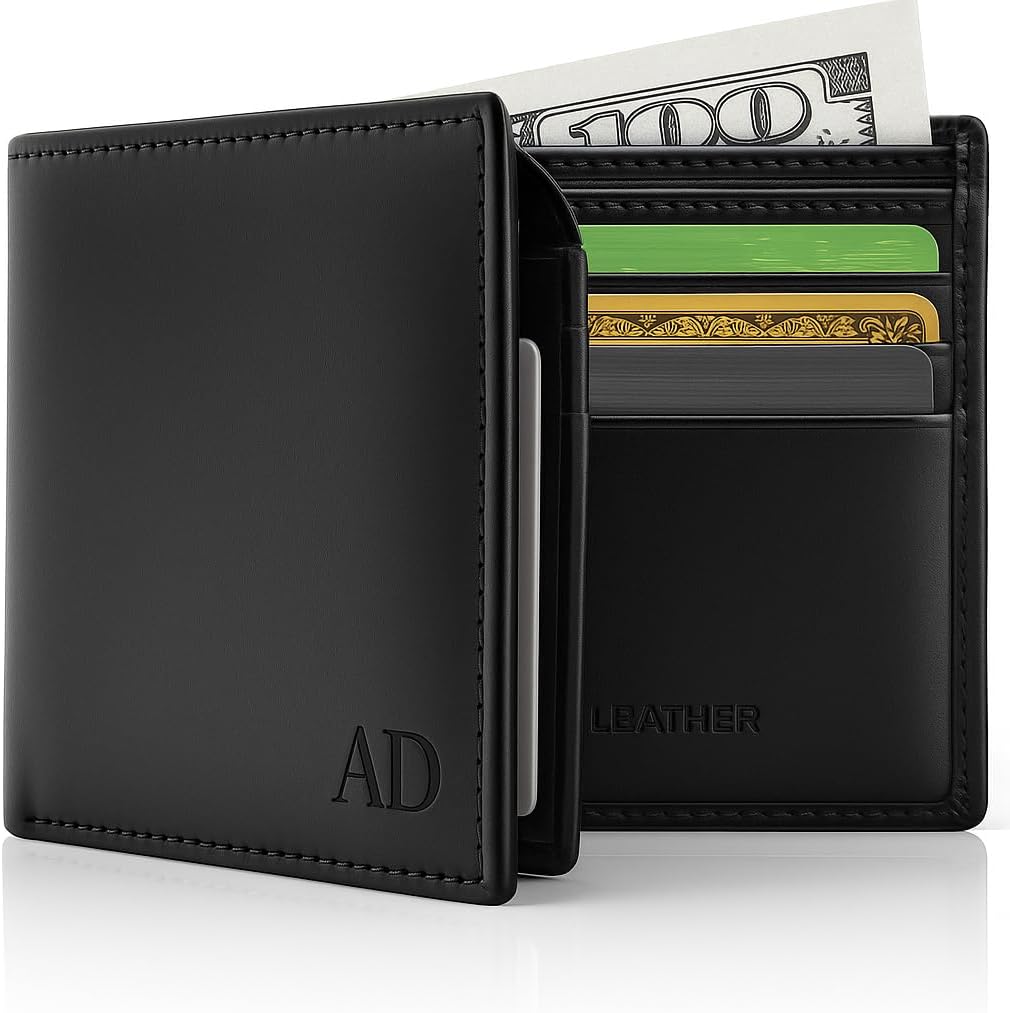Vegan Leather Bifold Wallets For Men – Cruelty Free Non Leather Mens Wallet With ID Window RFID Gifts For Him