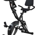 BARWING Stationary Exercise Bike for Home Workout, 5 IN 1 Foldable Indoor Cycling Bike for Seniors, 350LB Capacity, 16-Level Magnetic Resistance, Seat Backrest Adjustments