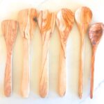 6 Pc 12″/14″ Long Handle Olive Wood Utensil Set- by Orchard Hardwoods- Elegant Artisan Utensils for Non-Stick Cooking, Serving, Salads