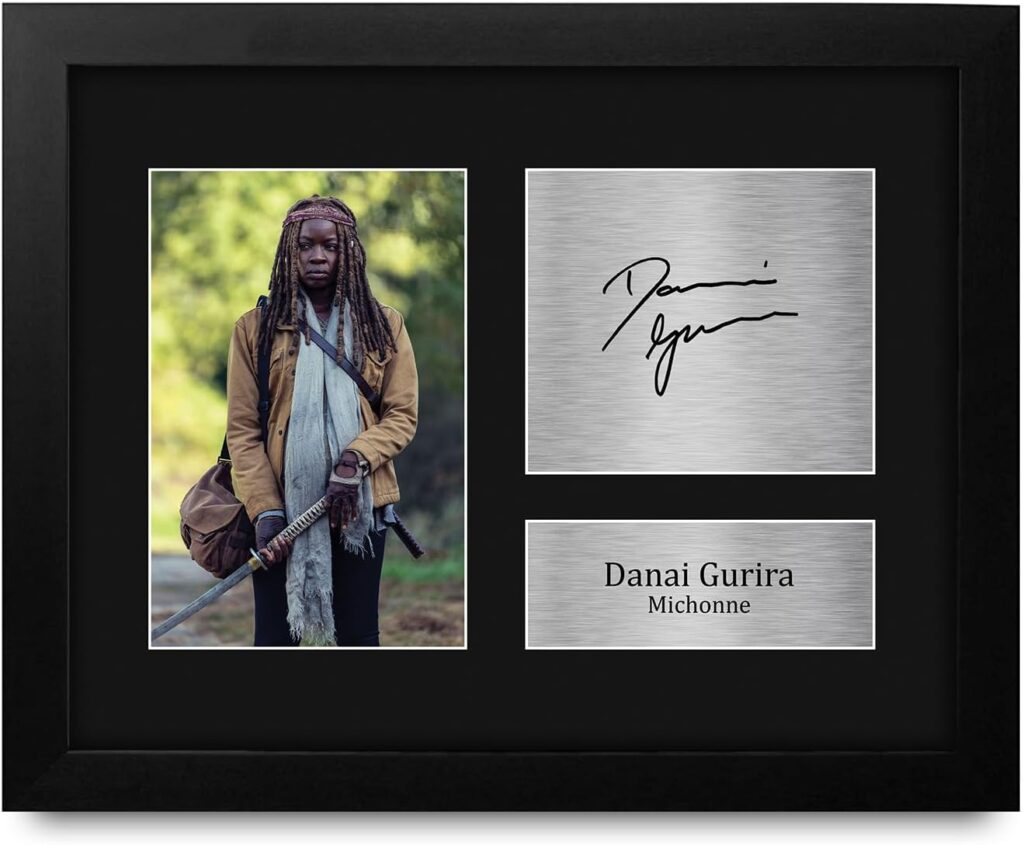 HWC Trading Danai Gurira The Walking Dead Michonne Framed Gifts Printed Signed Autograph Picture for TV Show Fans – US Letter Size