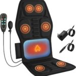 Back Massager for Chair, Massage Seat Cushion with Heat, Lumbar Traction, 6 Vibrating Motors Massager Chair Pad for Full Body Pain Relief, and Home Use