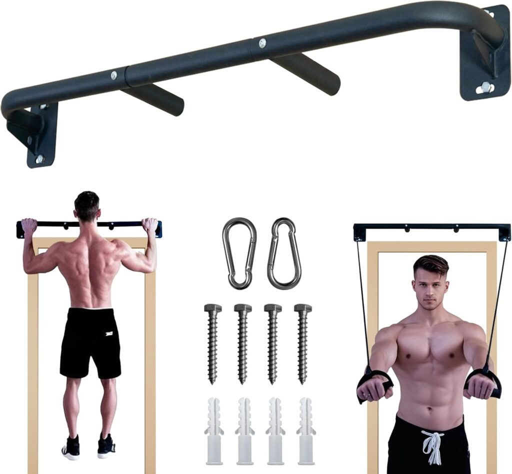 Fitarc Heavy Duty Wall Mount Pull Up Bar, Joist Mount Chin Up Bar for Doorway, Steel Construction, Home Gym Equipment, Fits 32”-36” Wall Studs