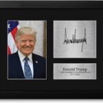 HWC Trading US President Donald Trump Autograph USL Framed Signed Reproduction Printed Print Photo Picture Display for Patriotic Americans – US Letter Size