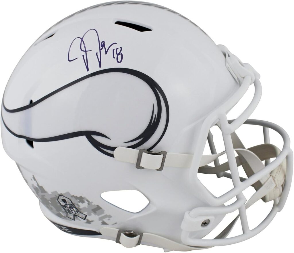 Vikings Justin Jefferson Signed STS III Full Size Speed Rep Helmet BAS Witnessed – Autographed NFL Helmets