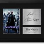 HWC Trading The Matrix Framed Gift Signed Printed Autograph Keanu Reeves Laurence Fishburne Carrie-Anne Moss Photo Display – US Letter Size