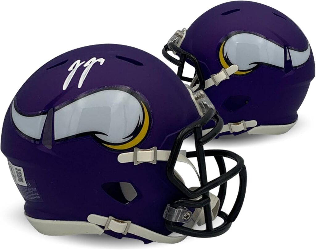 JJ McCarthy Autographed Minnesota Vikings Signed Mini Football Helmet Beckett COA