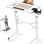 Small Standing Desk with Wheels, Portable Treadmill Desk, Rolling Desk Adjustable Height for Laptop, Mobile Standing Table for Walking Pad, Bedside Table