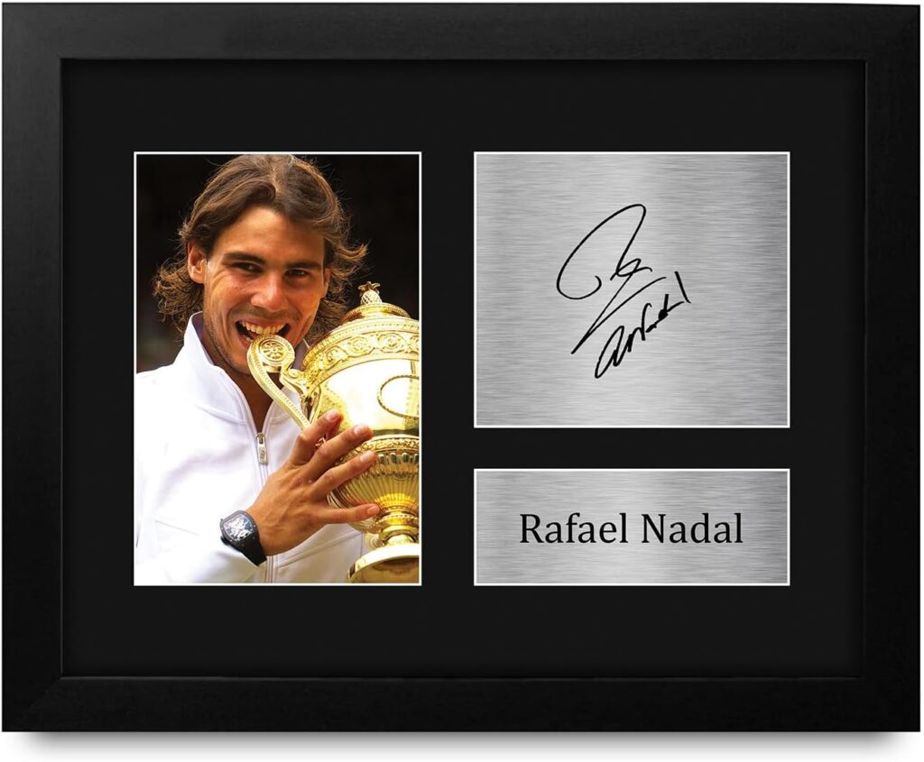 HWC Trading Rafael Nadal US Open Wimbledon Framed Gifts Printed Signed Autograph Picture for Tennis Memorabilia Fans – US Letter Size