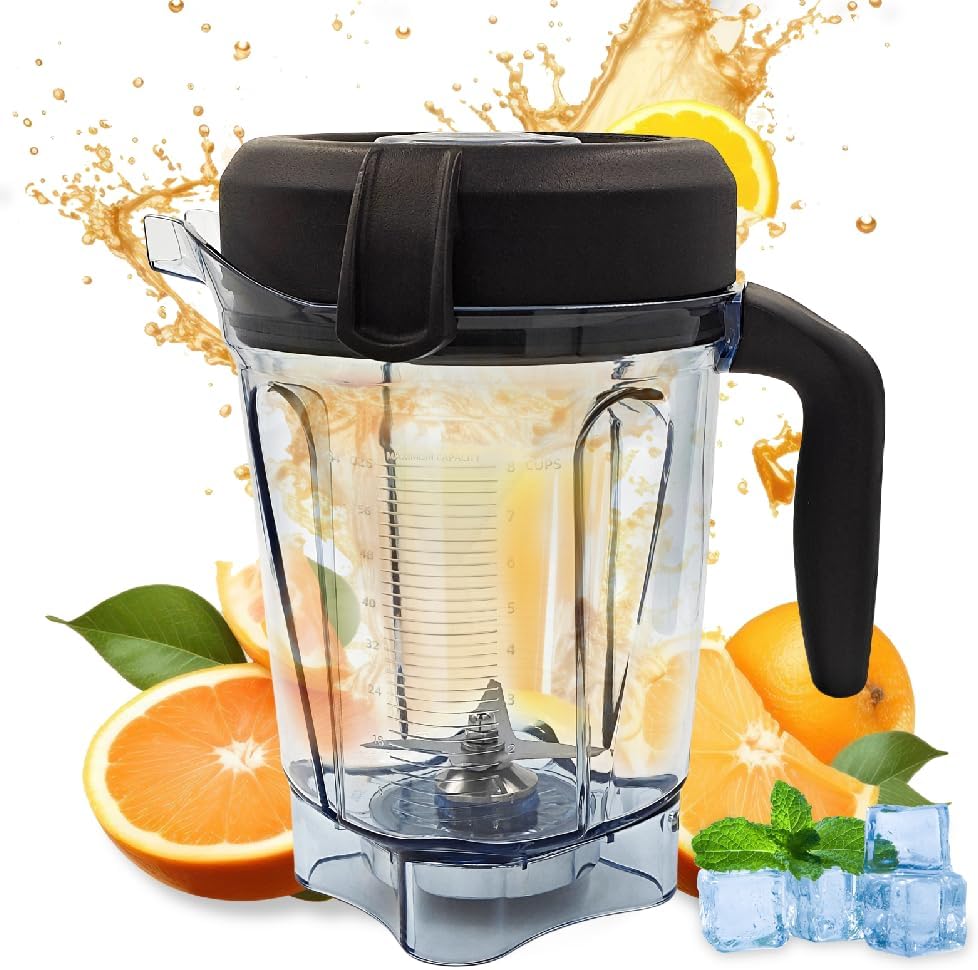For Vitamix Blender Pitcher 64 oz Low-Profile Container, Compatible with Vitamix 5200, 750, 5000, 6300, 7500, vm0102, vm0103, vm0197, E310 – Classic/Explorian/Commercial Series Cups