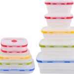 ECOBERI Collapsible Silicone Food Storage Containers, BPA Free, Microwave, Freezer and Dishwasher Safe, Lunch, Meal Prep, Travel, Space-Saving, Set of 5
