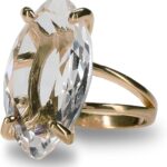 Solitaire Big Rings – Marquise Quartz Crystal in Rose Gold – Artisan Gemstone Rings for Women, Stone Rings – Fancy Box Included