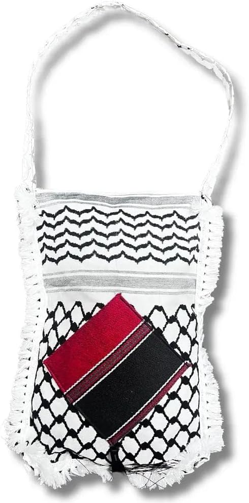 Keffiyeh Tote Bag with Sharshoba Tassels – Large Handmade Palestinian Shoulder Bag for Women | Stylish & Spacious Cultural Accessory