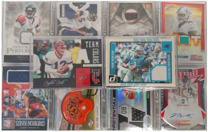 NFL Football Trading Cards Lot Of 10 With Each Card A Game Used Relic Cards Or Autograph In Every Box