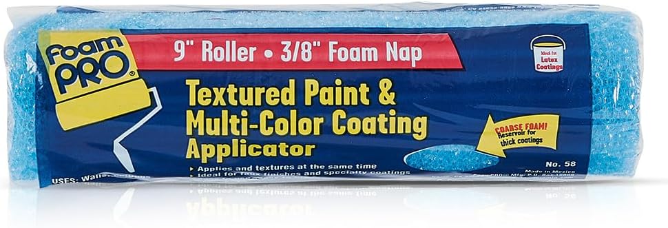 FoamPRO 58 Foam Paint Roller, 9″ x 3/8″ Honeycomb Foam – Ideal for Applying Texture Paints On Walls and Anti-Slip Coatings to Floors Compatible with All Paints – for Uniform, Professional Finish