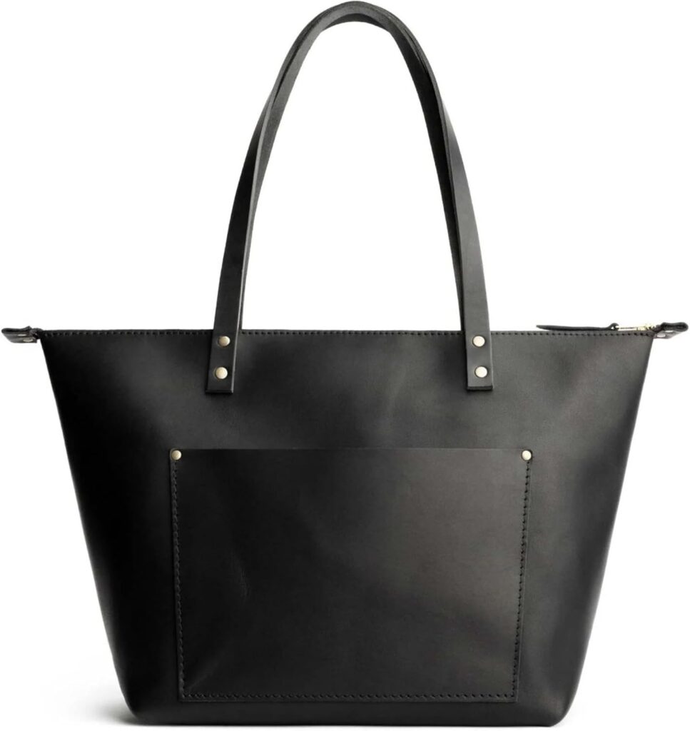 Portland Leather Goods Medium Zipper Tote Bag – Handmade, Durable & Unlined – Interior & Exterior Pockets